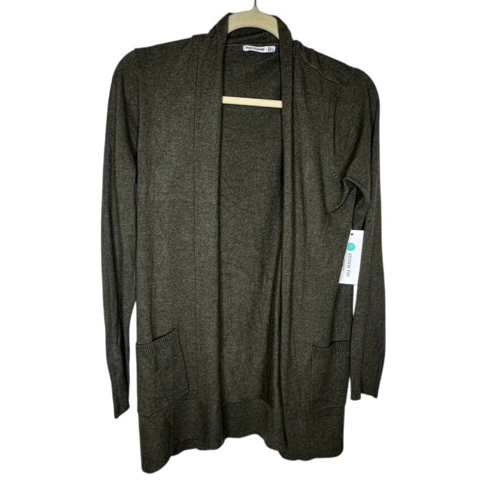 Pink Clover (Stitch Fix)Open-Front Olive Cardigan Sweater Pockets Small NWT